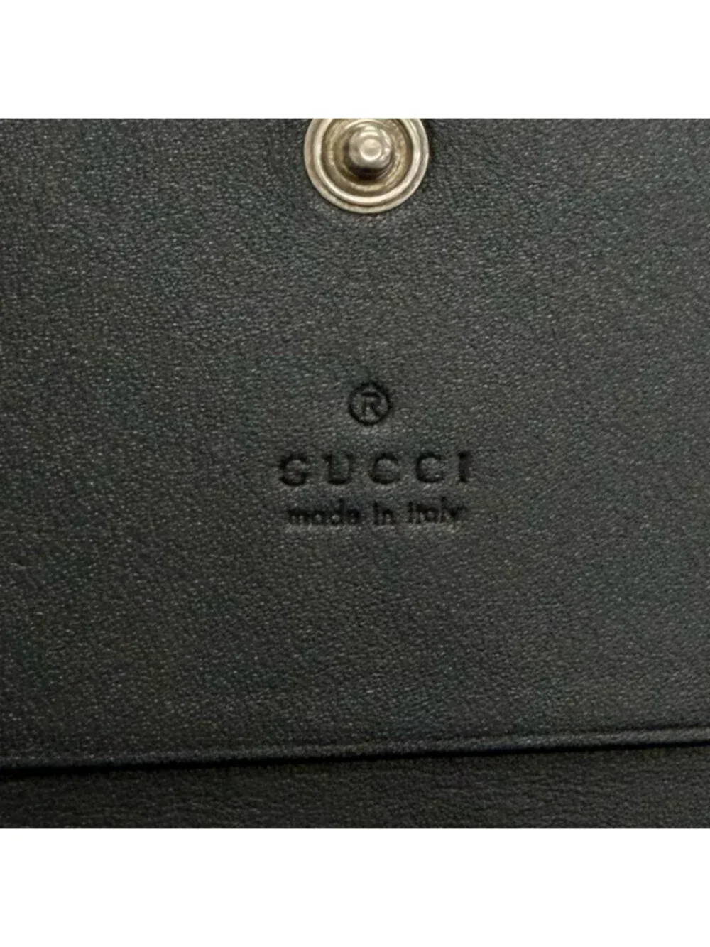 Gucci GG Emblem Card Case Leather Guccissima Bifold Business Holder Black